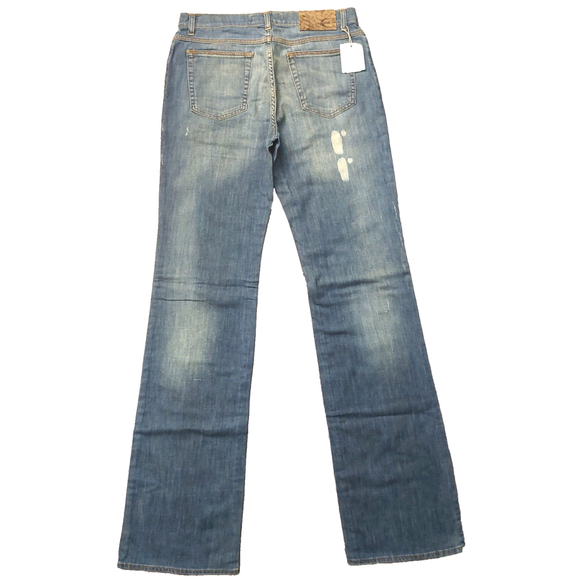Just Cavalli Faded Distressed Zig Zag Stitch Blue Denim Bootcut Jeans Sz 32 NWT - Picture 6 of 16